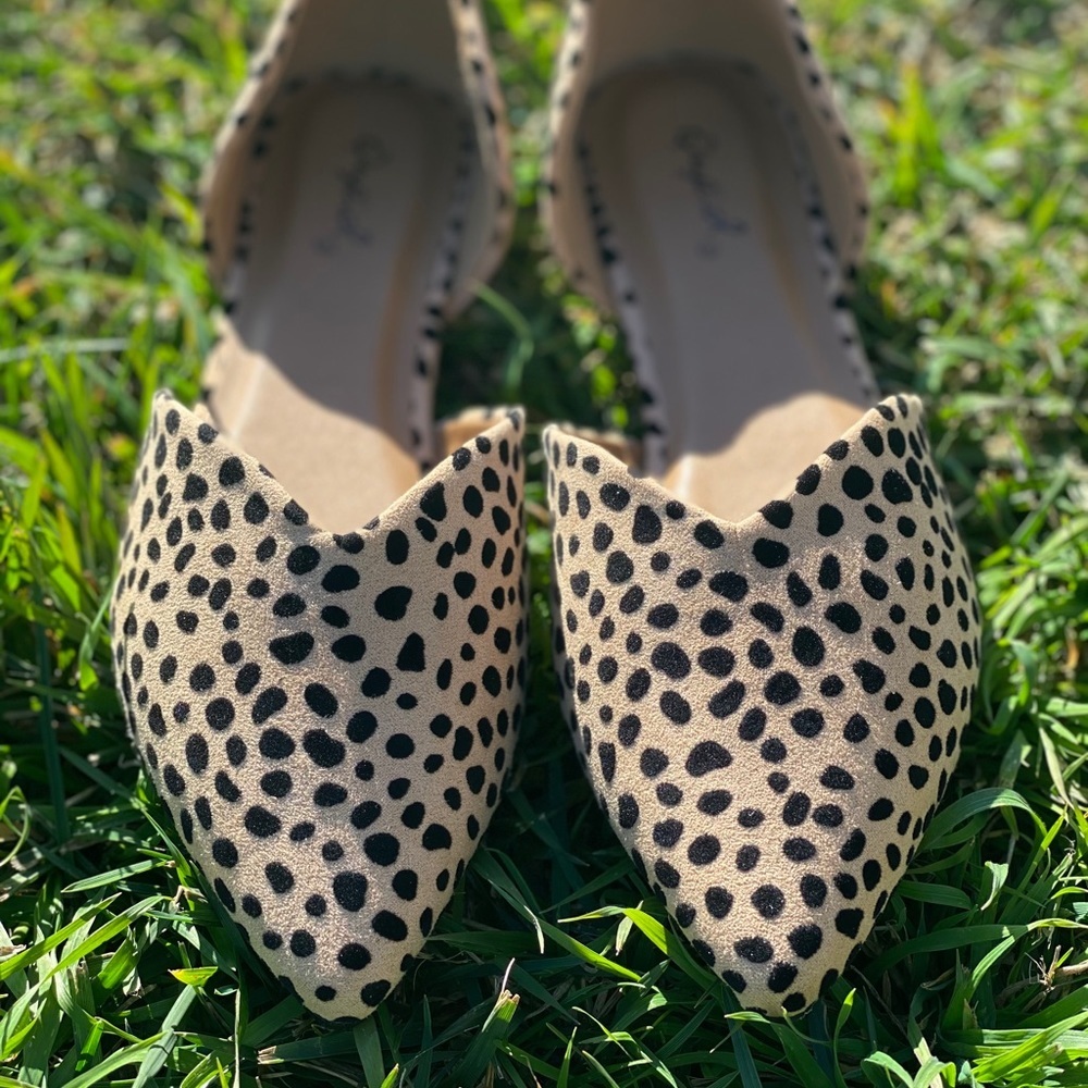 Leopard Print Pointy Toe Slip On Mule Shoes